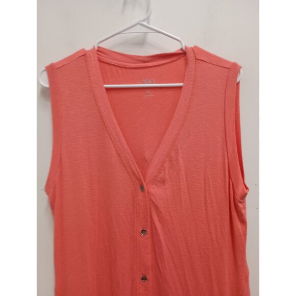 LOGO Lori Goldstein Womens Lagenlook Tunic Top Medium Pink Sleeveless Button Up - Picture 2 of 7